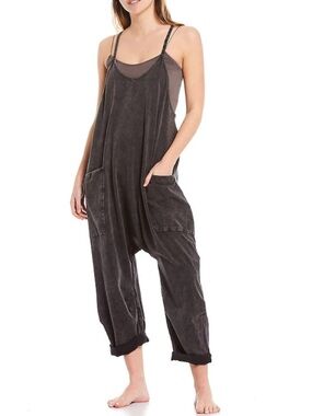 NWOT Free People Hot Shot Onesie in Washed Black color. Size Medium.